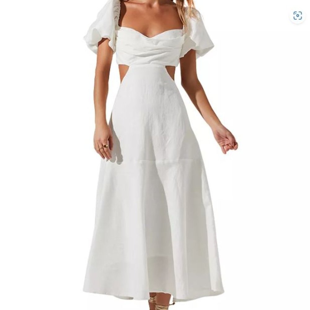 ASTR the Label Winley Puff Sleeve Cutout Midi Dress